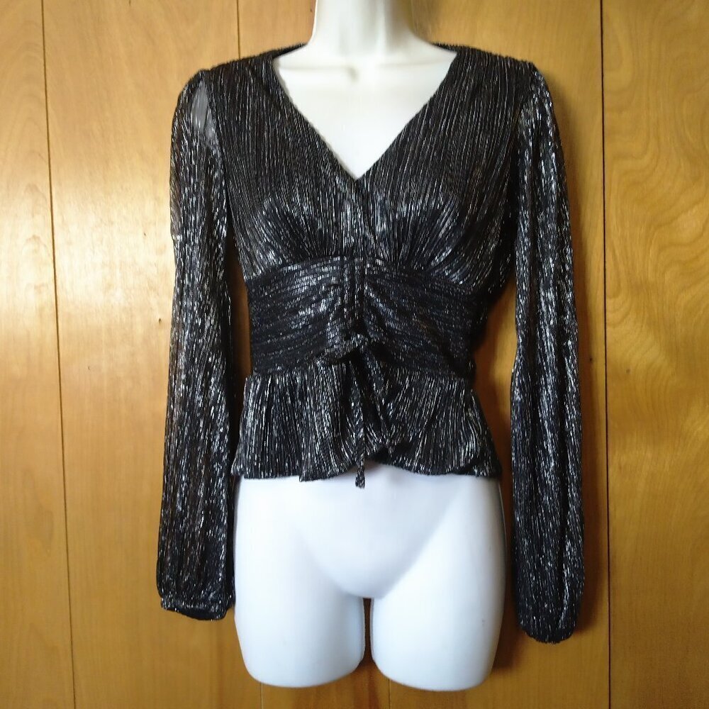 Sofia Jeans by Sofia Vergara Long Sleeve Metallic Blouse Shimmery Size Small